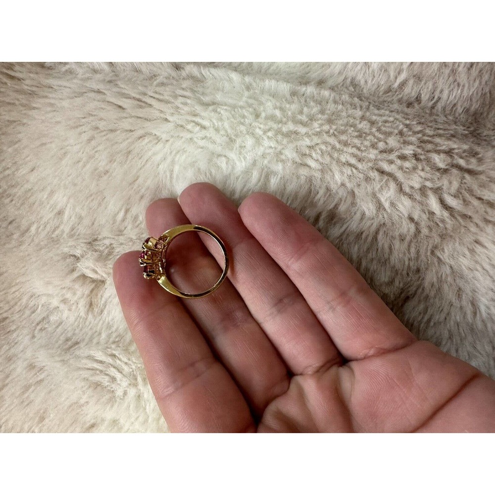 Vintage Gold Plate Fashion Ring With Two Color Stones Sz 5.5 EUC - Picture 4 of 6